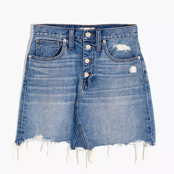 Madewell Rigid Denim A-Line Mini Skirt in Hughes Wash Size 24 - Picture 2 of 10